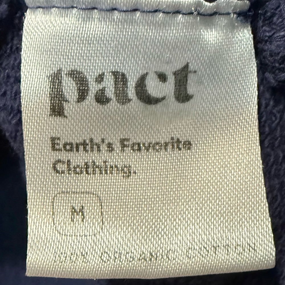 Pact Organic Cotton Pullover Crewneck Sweatshirt Washed Navy Medium - Picture 4 of 4